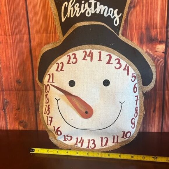 Days 'Til Christmas Burlap Snowman Advent Calendar movable nose for tracking day - Picture 2 of 8